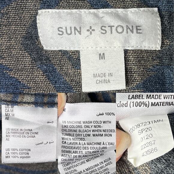 Sun + Stone Southwest Aztec Print Men's Shirt Size M, snap buttons, long sleeve - Picture 6 of 8